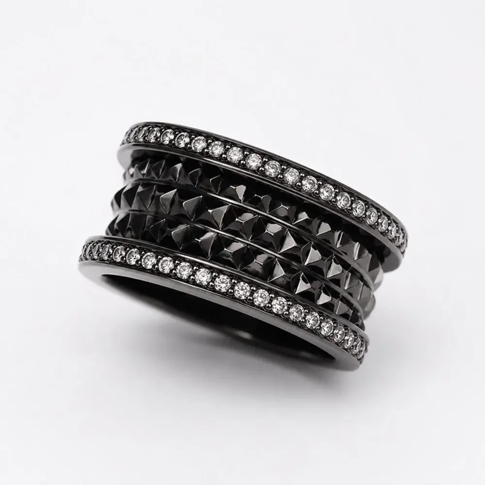 Titanium SS Ring with CZ Accents | Size 10 or 11 | NWOT